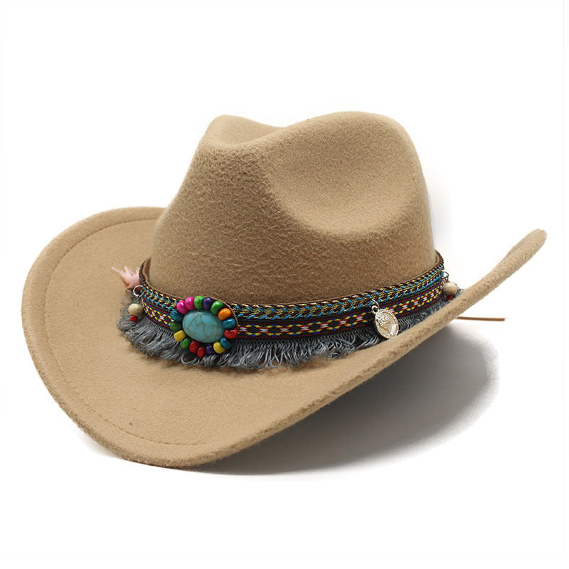 Wholesale Ethnic Style Woolen Western Denim Hats